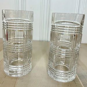 Set/2 Ralph Lauren Glen Plaid 6-1/4”Highball Rocks Whiskey Drink Glass